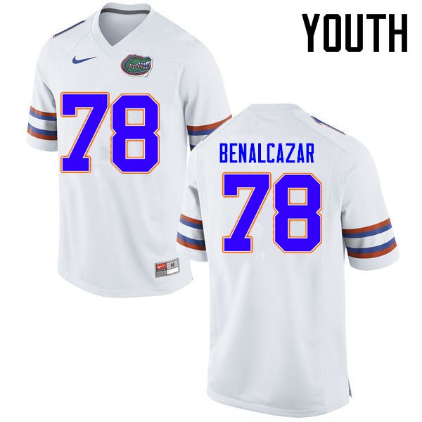 Florida Gators Youth #78 Ricardo Benalcazar College Football Jerseys White